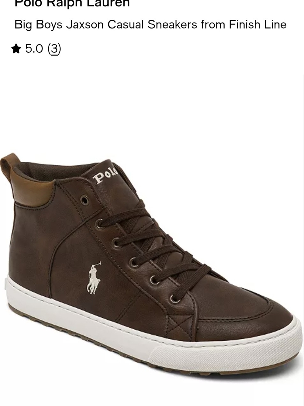 Jackson Polo Ralph Lauren Brown Leather Mid-Top Sneakers with White Sole